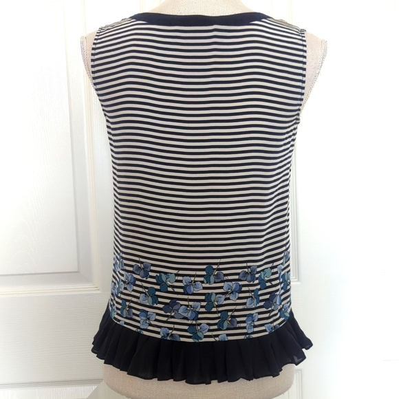 Tory Burch Blue and White Embellished Crop Tank Top - Picture 5 of 7